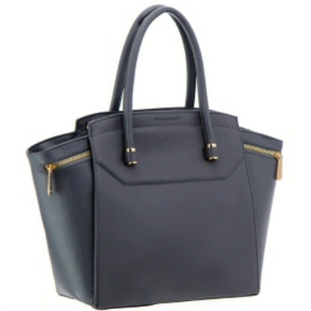 David Jones Dark Gray Satchel Handbag FREE GIFT Silver Tote Handbag